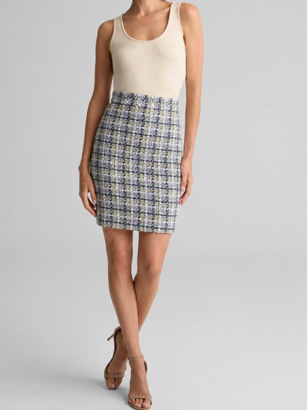 St. John Textured Bouclé Tweed Skirt